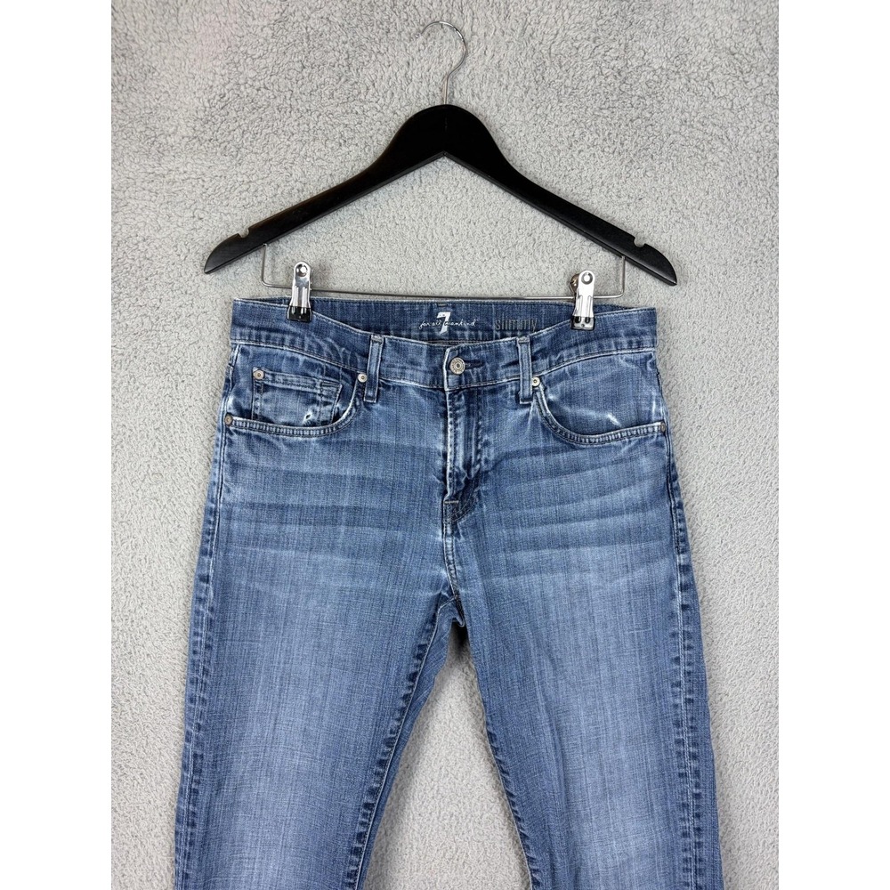 7 For All Mankind Slimmy Jeans Mens 32x31 Blue Wash Slim Straight Stretch Denim